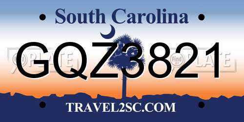 GQZ3821 South Carolina License Plate