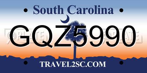GQZ5990 South Carolina License Plate