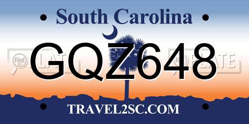 GQZ648 South Carolina License Plate