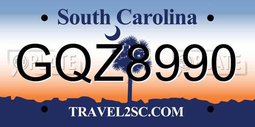 GQZ8990 South Carolina License Plate