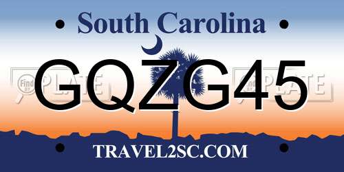 GQZG45 South Carolina License Plate