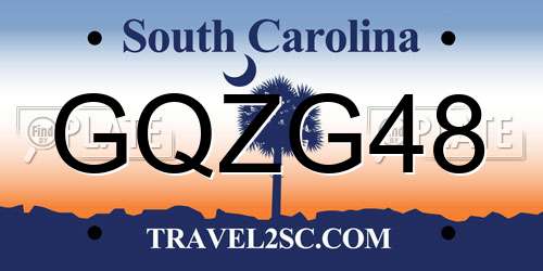 GQZG48 South Carolina License Plate