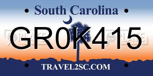 GR0K415 South Carolina License Plate
