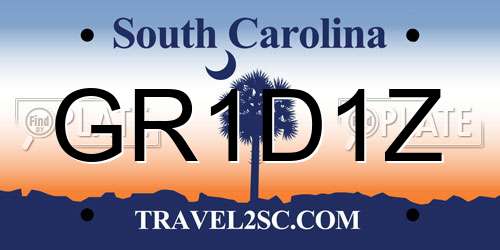 GR1D1Z South Carolina License Plate