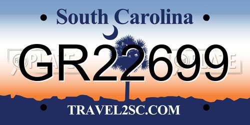 GR22699 South Carolina License Plate