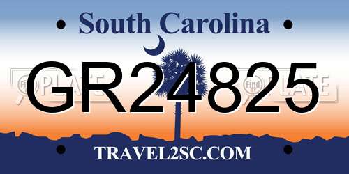 GR24825 South Carolina License Plate
