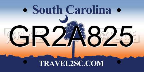 GR2A825 South Carolina License Plate