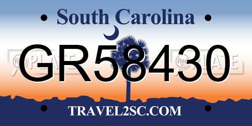 GR58430 South Carolina License Plate