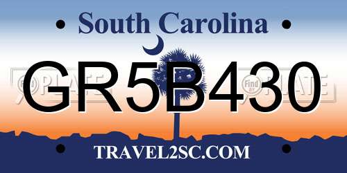 GR5B430 South Carolina License Plate