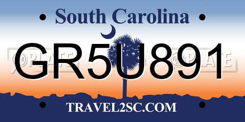 GR5U891 South Carolina License Plate