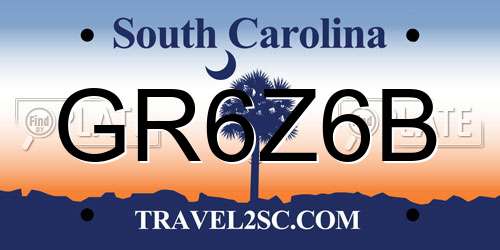 GR6Z6B South Carolina License Plate