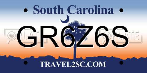 GR6Z6S South Carolina License Plate