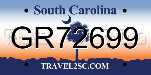 GR72699 South Carolina License Plate