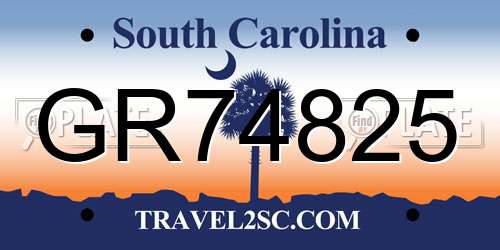 GR74825 South Carolina License Plate