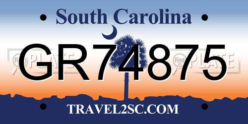 GR74875 South Carolina License Plate