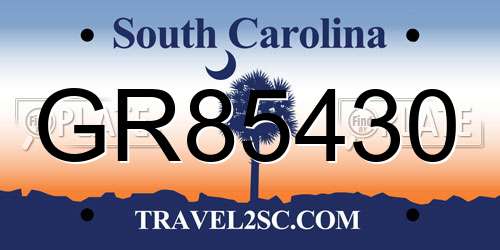 GR85430 South Carolina License Plate