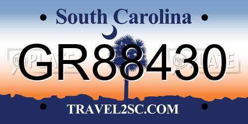 GR88430 South Carolina License Plate