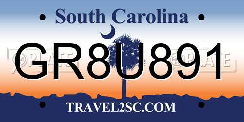 GR8U891 South Carolina License Plate