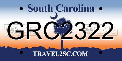 GRC2322 South Carolina License Plate
