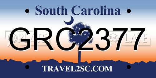 GRC2377 South Carolina License Plate