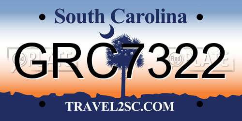 GRC7322 South Carolina License Plate