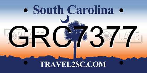 GRC7377 South Carolina License Plate