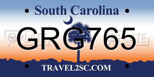 GRG765 South Carolina License Plate