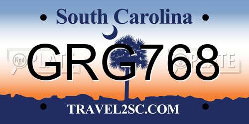 GRG768 South Carolina License Plate