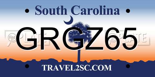 GRGZ65 South Carolina License Plate