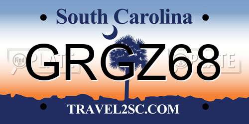 GRGZ68 South Carolina License Plate