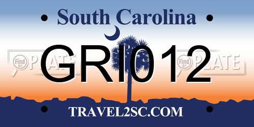 GRI012 South Carolina License Plate