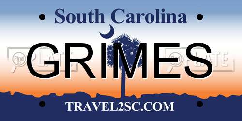 GRIMES South Carolina License Plate