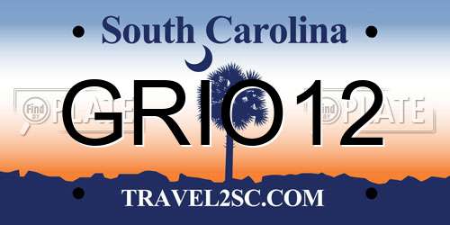 GRIO12 South Carolina License Plate