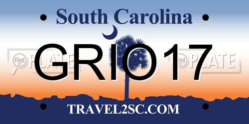 GRIO17 South Carolina License Plate