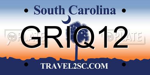 GRIQ12 South Carolina License Plate