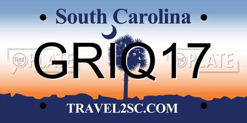 GRIQ17 South Carolina License Plate