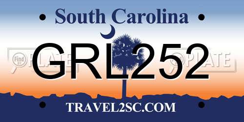 GRL252 South Carolina License Plate