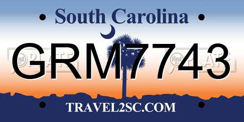 GRM7743 South Carolina License Plate