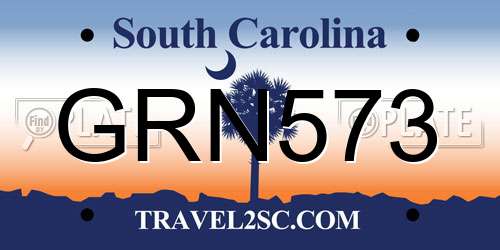 GRN573 South Carolina License Plate