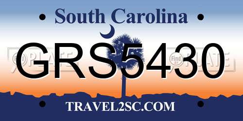 GRS5430 South Carolina License Plate