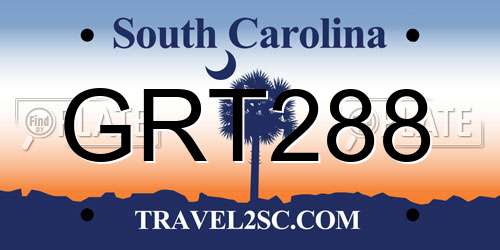 GRT288 South Carolina License Plate
