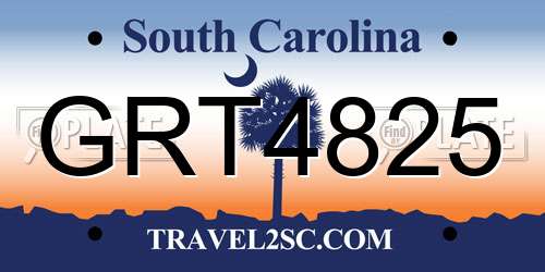 GRT4825 South Carolina License Plate