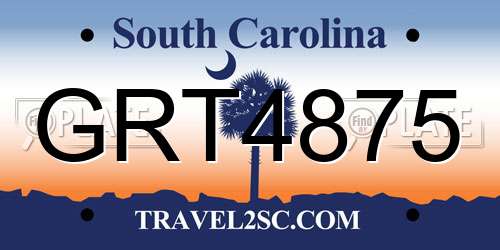 GRT4875 South Carolina License Plate