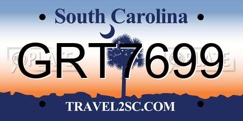 GRT7699 South Carolina License Plate
