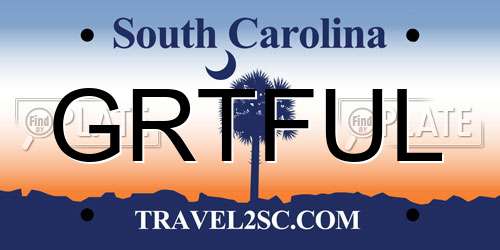 GRTFUL South Carolina License Plate