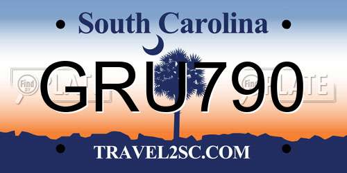 GRU790 South Carolina License Plate