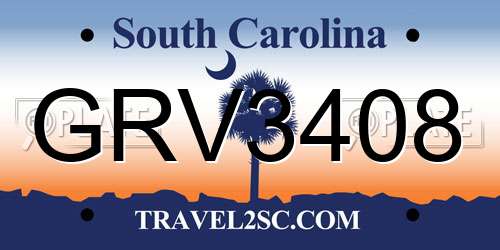 GRV3408 South Carolina License Plate