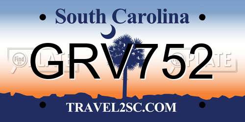 GRV752 South Carolina License Plate