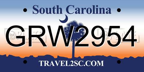 GRW2954 South Carolina License Plate