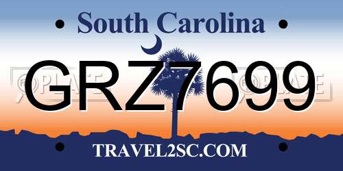 GRZ7699 South Carolina License Plate